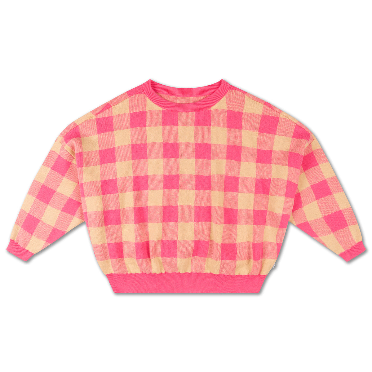 Knit Slouchy Sweater in Pop Pink Check by Repose AMS – Hornby 