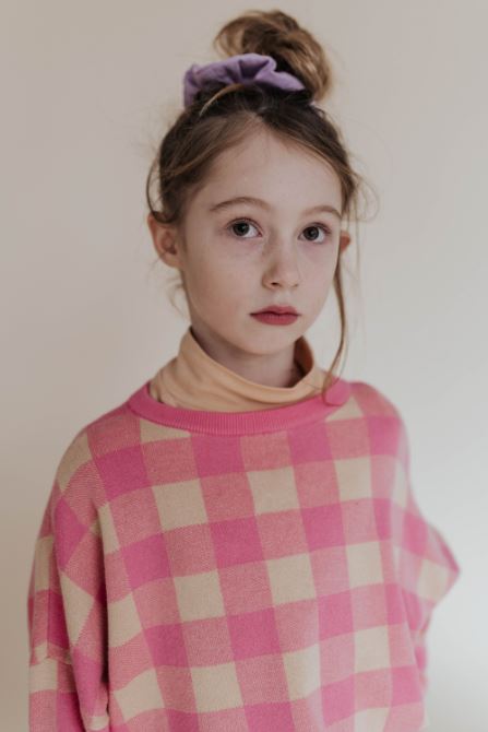 Knit Slouchy Sweater in Pop Pink Check by Repose AMS – Hornby & Jones