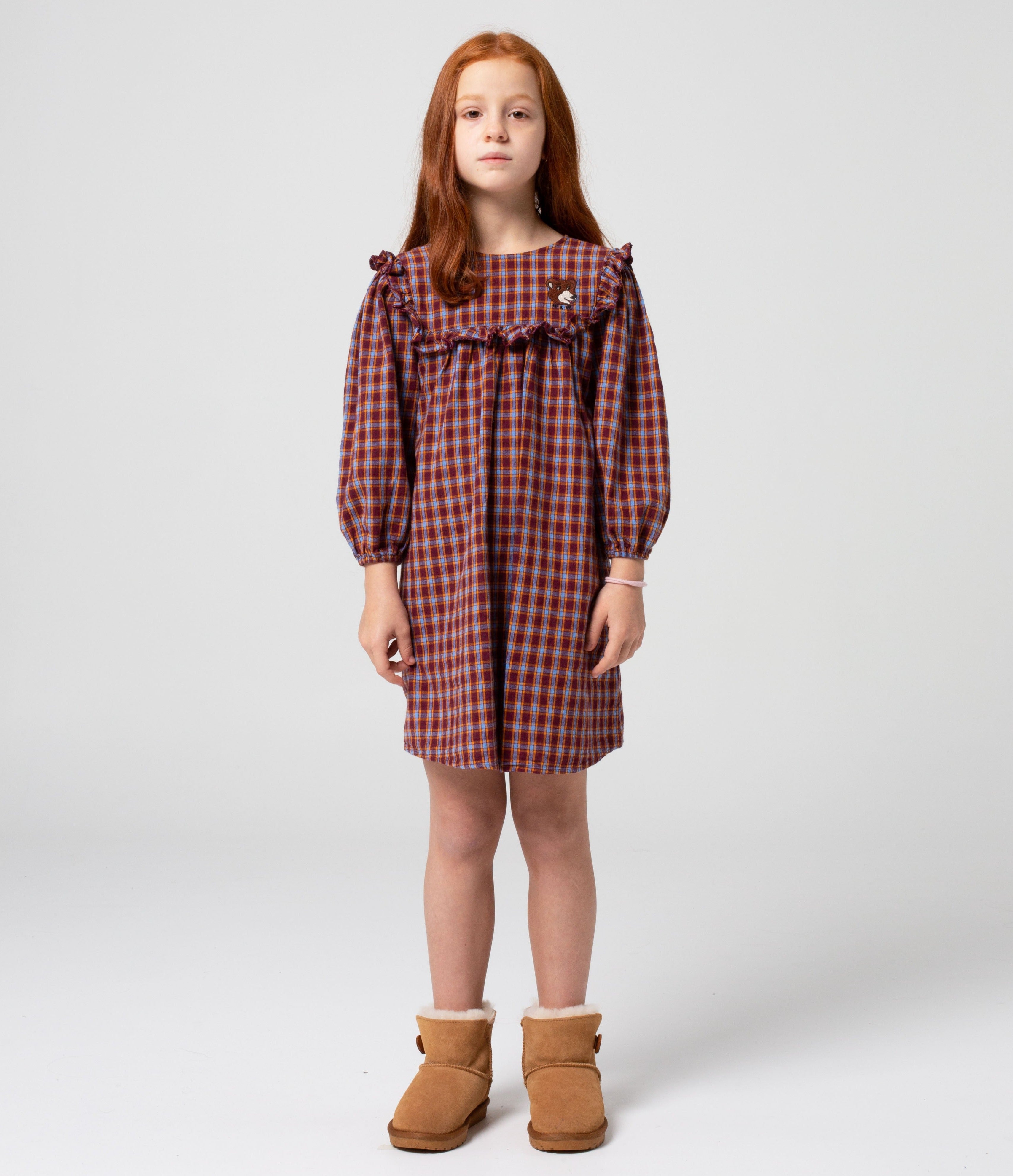 Mila Dress in Burgundy Plaid by Wander & Wonder – Hornby & Jones